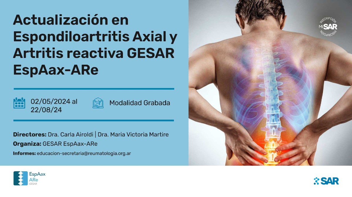 Curso de actualización en Espondiloartritis Axial y Artritis reactiva GESAR EspAax-ARe
