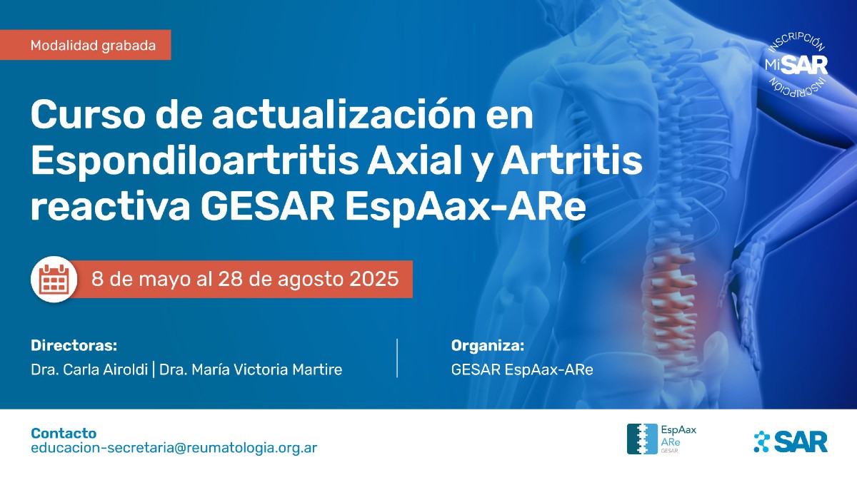 Curso de actualización en Espondiloartritis Axial y Artritis reactiva GESAR EspAax-ARe 2025