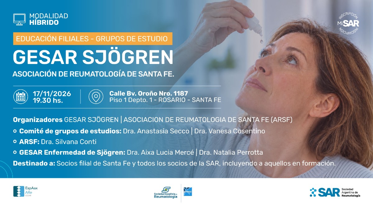 Educación Filiales - Grupos de estudio. GESAR Sjogren - Asociación de Reumatología de Santa Fe.